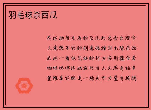 羽毛球杀西瓜
